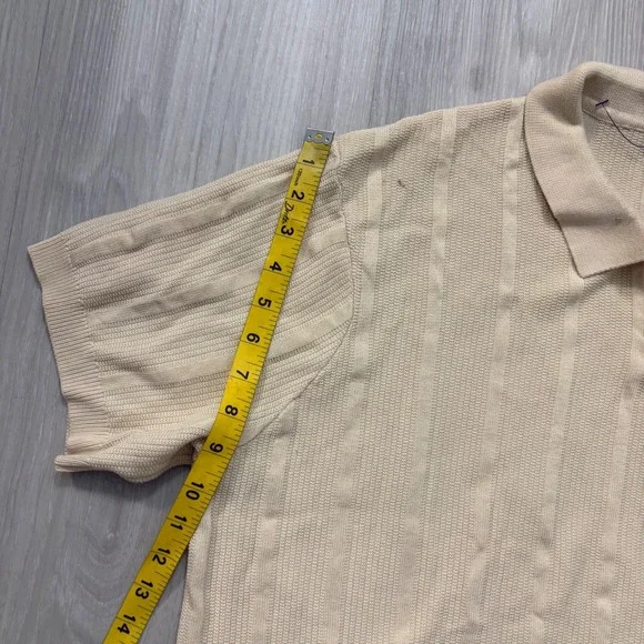 PJ Paul Jones Mens Polo Shirt Beige Textured Knit Short Sleeve Casual Golf XL - Picture 8 of 14